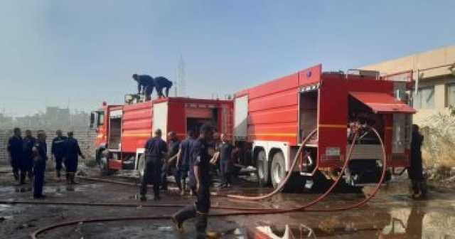 إخماد حريق حشائش ومخلفات نباتية بقطعة أرض خلف مصنع النسيج فى بنى سويف