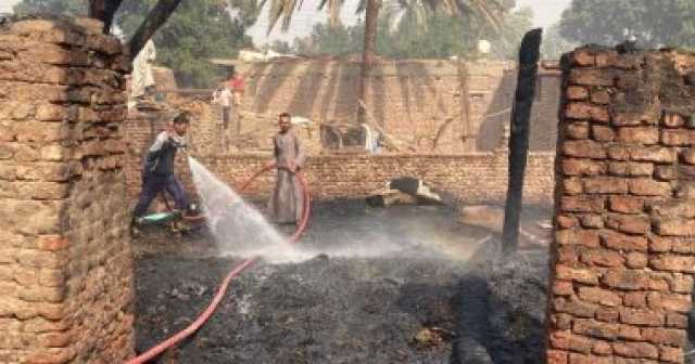 نفوق 30 رأس عجل فى حريق مزرعة وأحواش بقرية الرمادى بأسوان.. صور