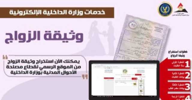 كيفية استخراج شهادة زواج أون لاين بخمس خطوات.. إنفوجراف