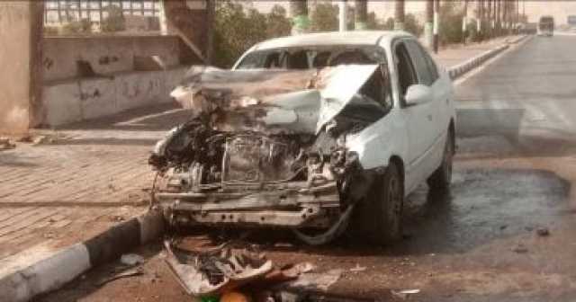 إصابة 6 أشخاص إثر حادث تصادم 4 سيارات واحتراق إحداها فى السويس