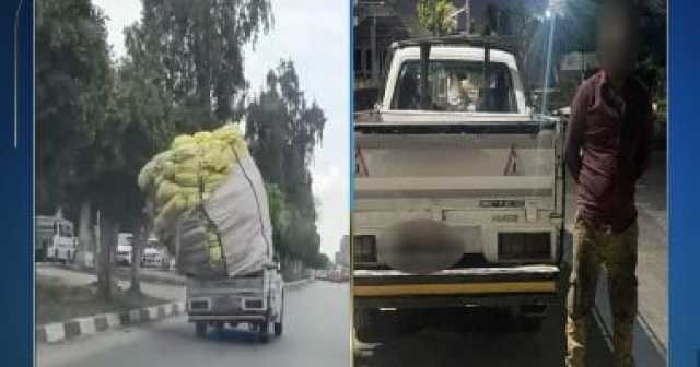 كشف تفاصيل فيديو يظهر سيارة ربع نقل تسير بحمولة زائدة فى الإسماعيلية
