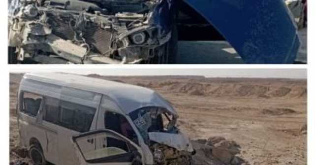مصرع شخص وإصابة 16 آخرين فى حادث تصادم سيارتين على طريق السخنة بالسويس