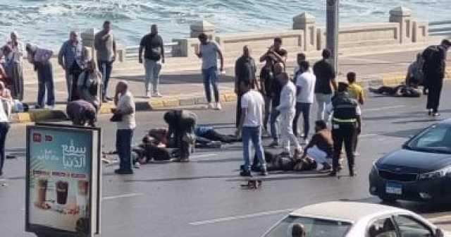 بالأسماء.. ارتفاع عدد ضحايا حادث كورنيش الشاطبى لحالتى وفاة و7 مصابين