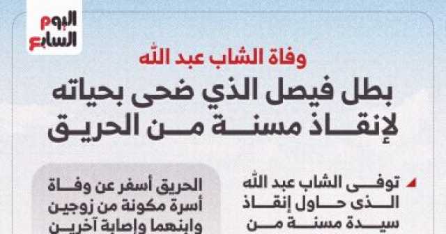 وفاة عبد الله بطل فيصل بعد إنقاذه مُسنة من الموت.. إنفوجراف