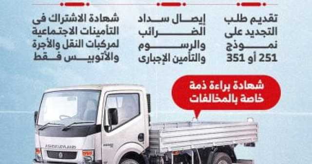 إجراءات تسهيل تجديد رخصة سيارتك فى خطوات.. إنفو جراف