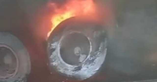 حريق بإطارات مقطورة تريلا على الدائرى ببهتيم.. وتعامل فورى من المرور والحماية المدنية