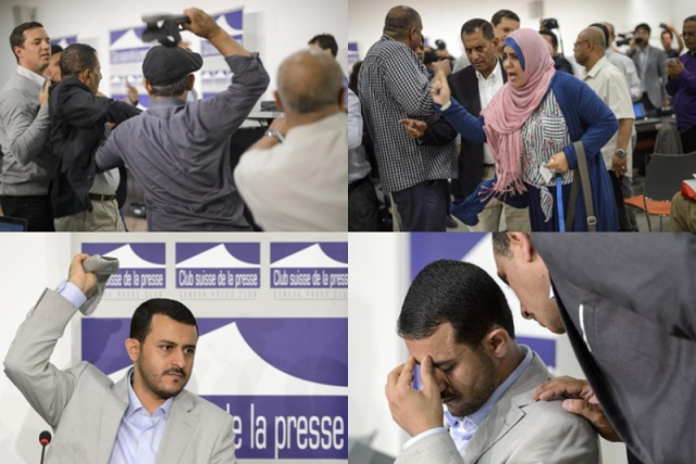 ما علاقة ”ياسر اليماني” بحادثة رجم شقيق عبدالملك الحوثي بالحذاء خلال مؤتمر صحفي في سويسرا؟