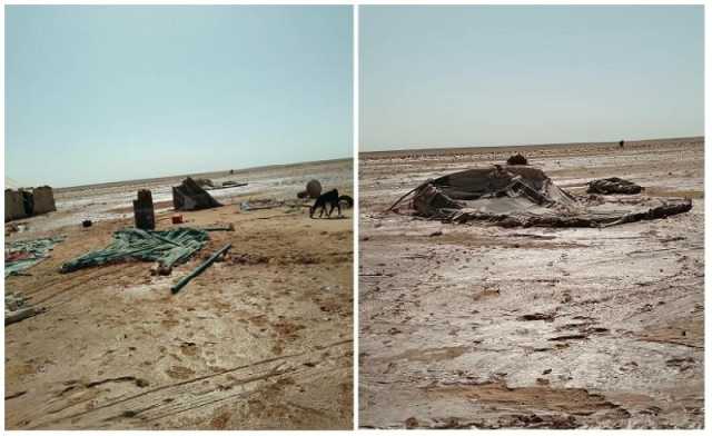 مأساة وكارثة حقيقية .. شاهد ما فعلته السيول بمخيمات النازحين في الجوف (صور)