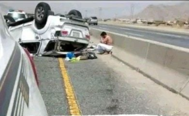 حسن الخاتمة.. وفاة شاب يمني بملابس الإحرام إثر حادث مروري في طريق مكة المكرمة (صور)