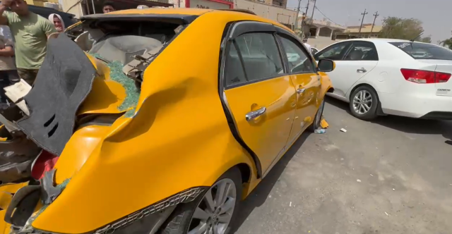 عطل مكابح يدمر 4 مركبات في كركوك (فيديو)