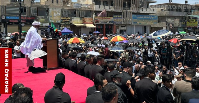 تلبية لنداء زعيمهم.. انصار التيار الصدري يتظاهرون احتجاجاً على القصف الإسرائيلي (صور)