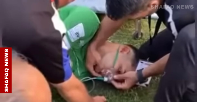 كرة تصيب وجه لاعب وتتسبب له بنوبة صرع خلال مباراة في السليمانية