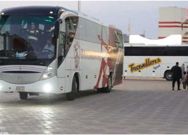 حافلة الزمالك تتحرك لملعب مباراة النصر السعودي