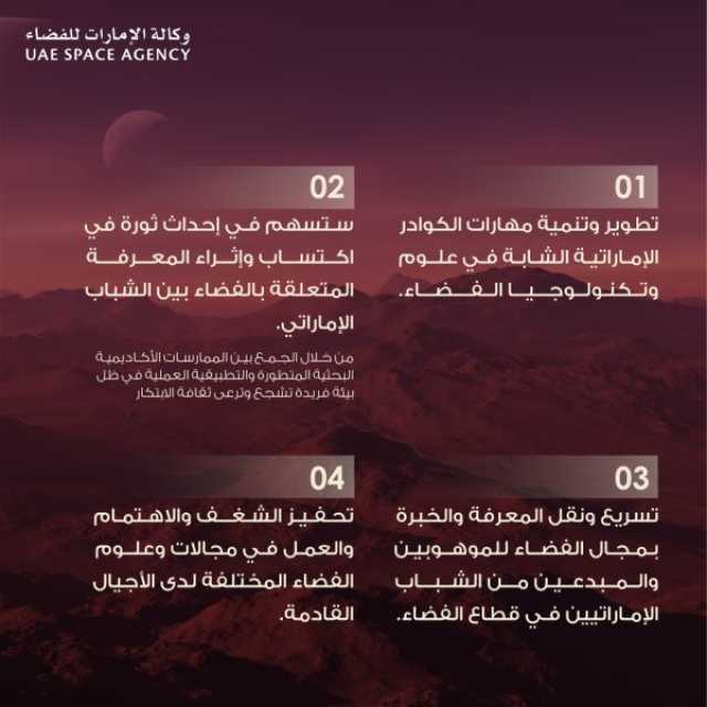 وكالة الإمارات للفضاء تطلق أكاديمية الفضاء الوطنية لبناء وتطوير قدرات الكوادر الوطنية