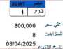 (ف ر س - 1).. المرور تطرح لوحة سيارة مميزة وصل سعرها لـ 800 ألف جنيه