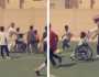 مُعلم يلبي رغبة طالب مقُعد بمشاركة زملائه في لعبة كرة القدم.. فيديو