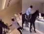 شُبان يدخلون أحد الكافيهات بالأحصنة ويثيرون جدلاً واسعًا .. فيديو