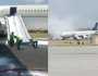 طائرة الخطوط السعودية تتعرض لحريق أثناء هبوطها في مطار بشاور .. فيديو